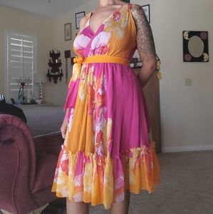 Beautiful Floral Silk Wrap Dress